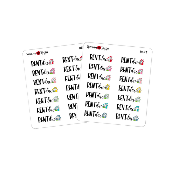 Rent Due Stickers - Decorative Planner Stickers